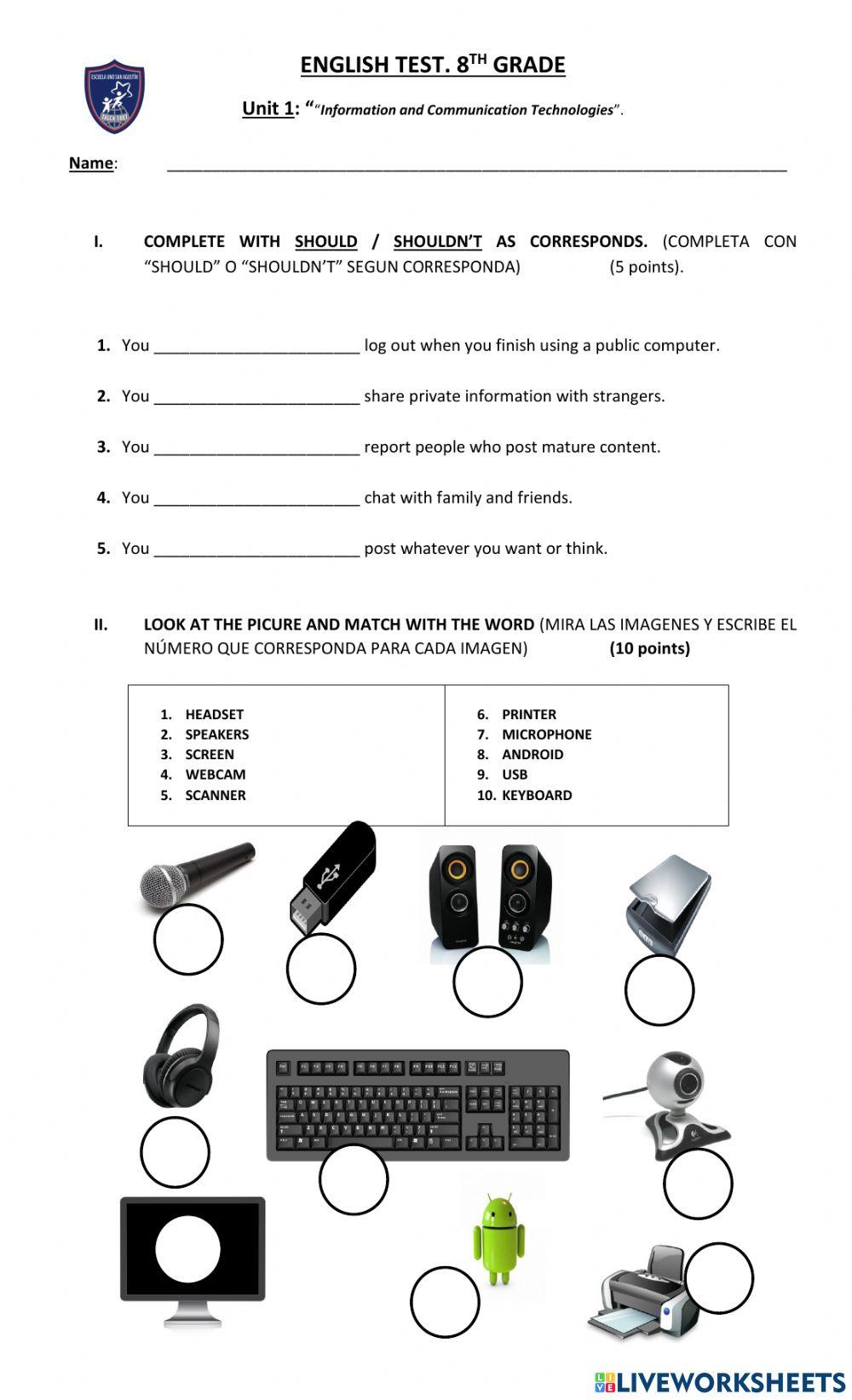 English Test 8th grade