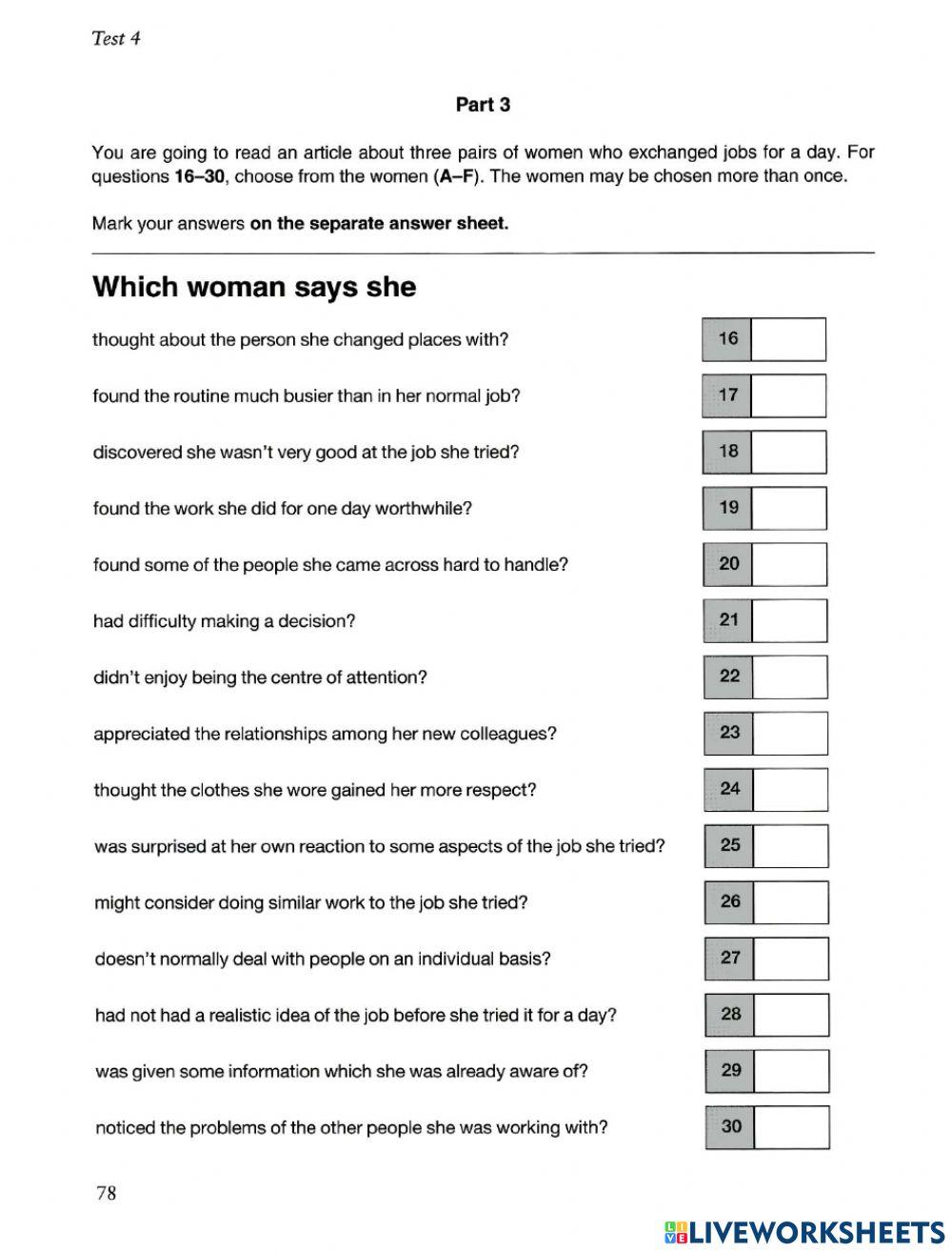 Reading paper. (parts 5, 6 and 7)