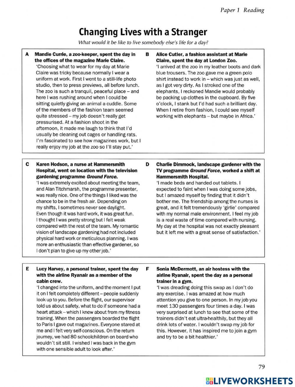 Reading paper. (parts 5, 6 and 7)