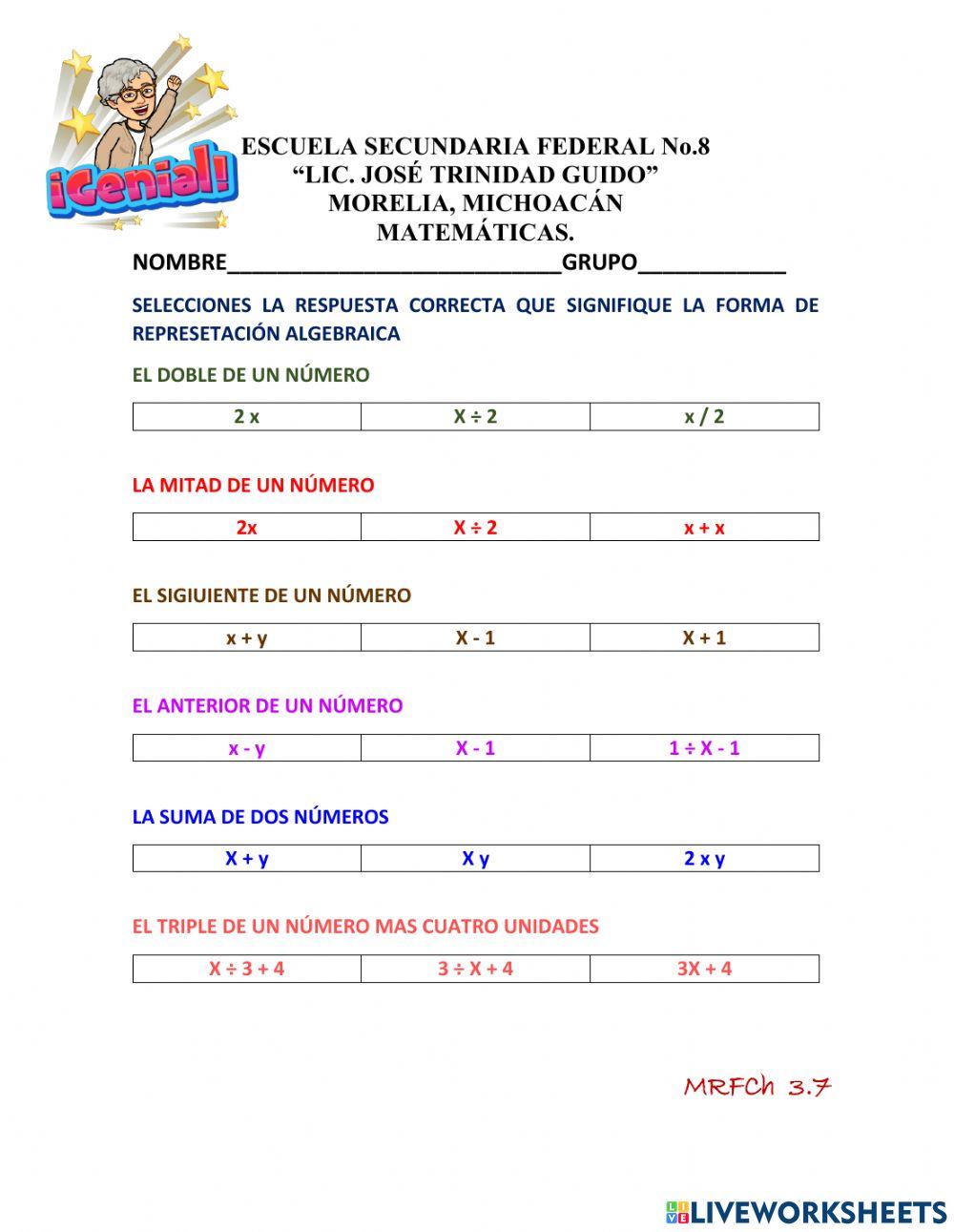 Expresiones algebraicas