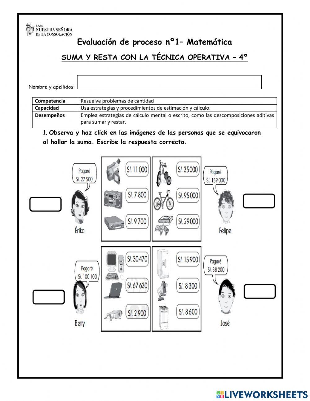 Sumas y restas tecnica operativa