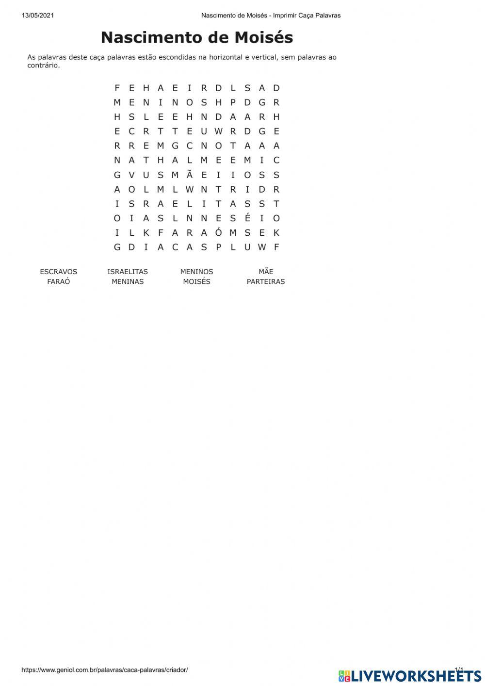 Atividade sobre Moíses