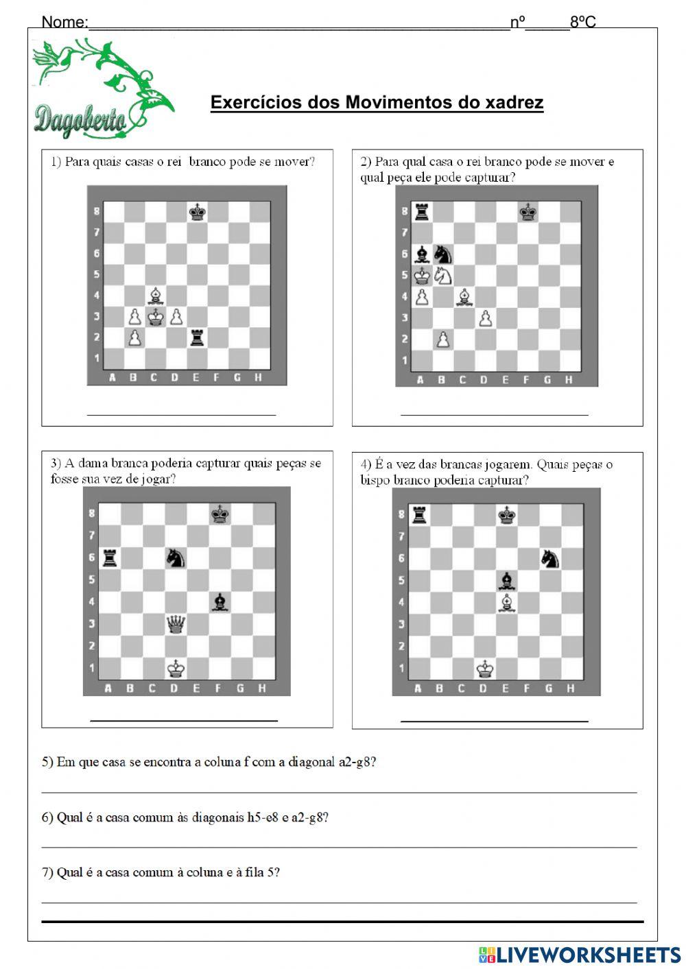 Movimento do xadrez worksheet