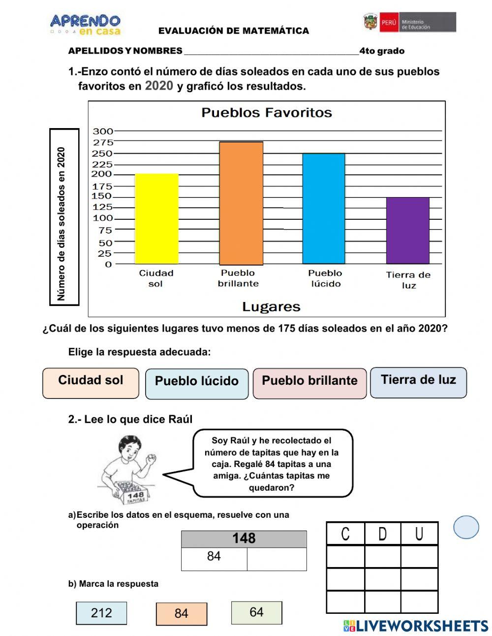 Evaluación de matemática