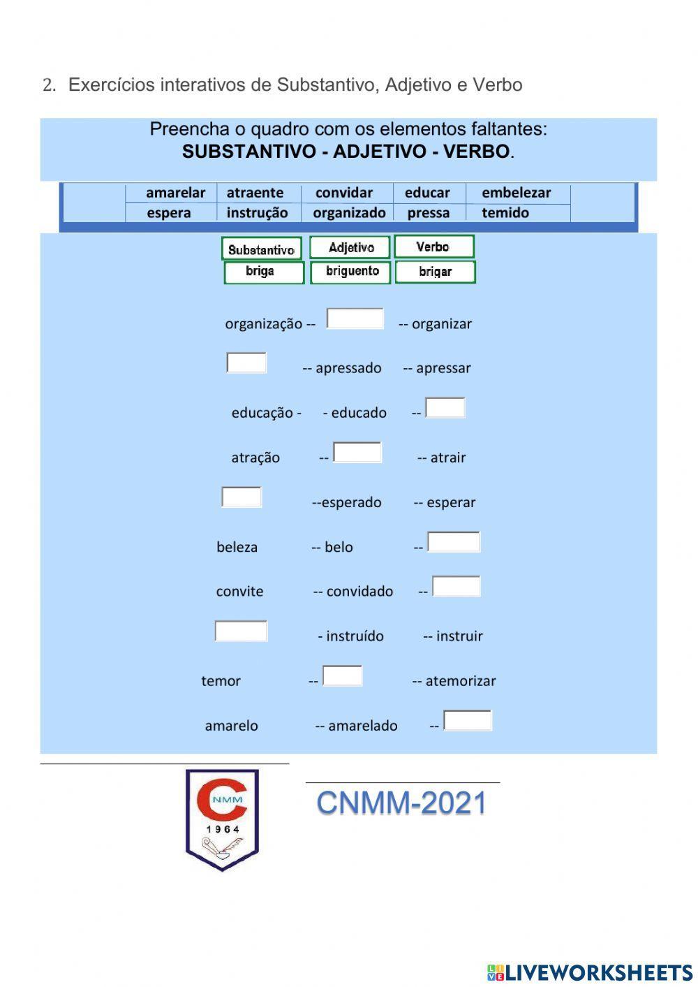 Organizando as classes gramaticais