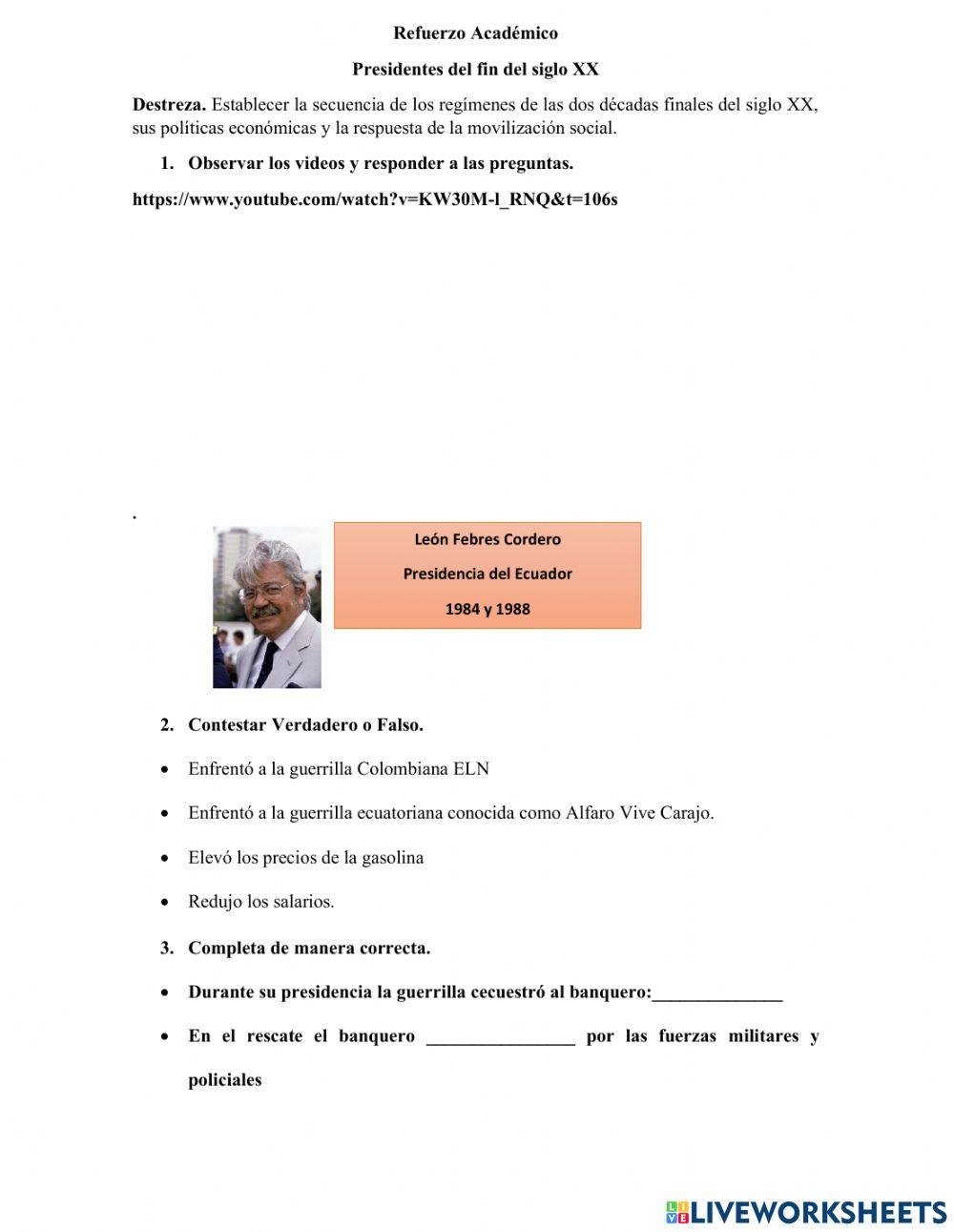 Presidencias del fin del siglo XX