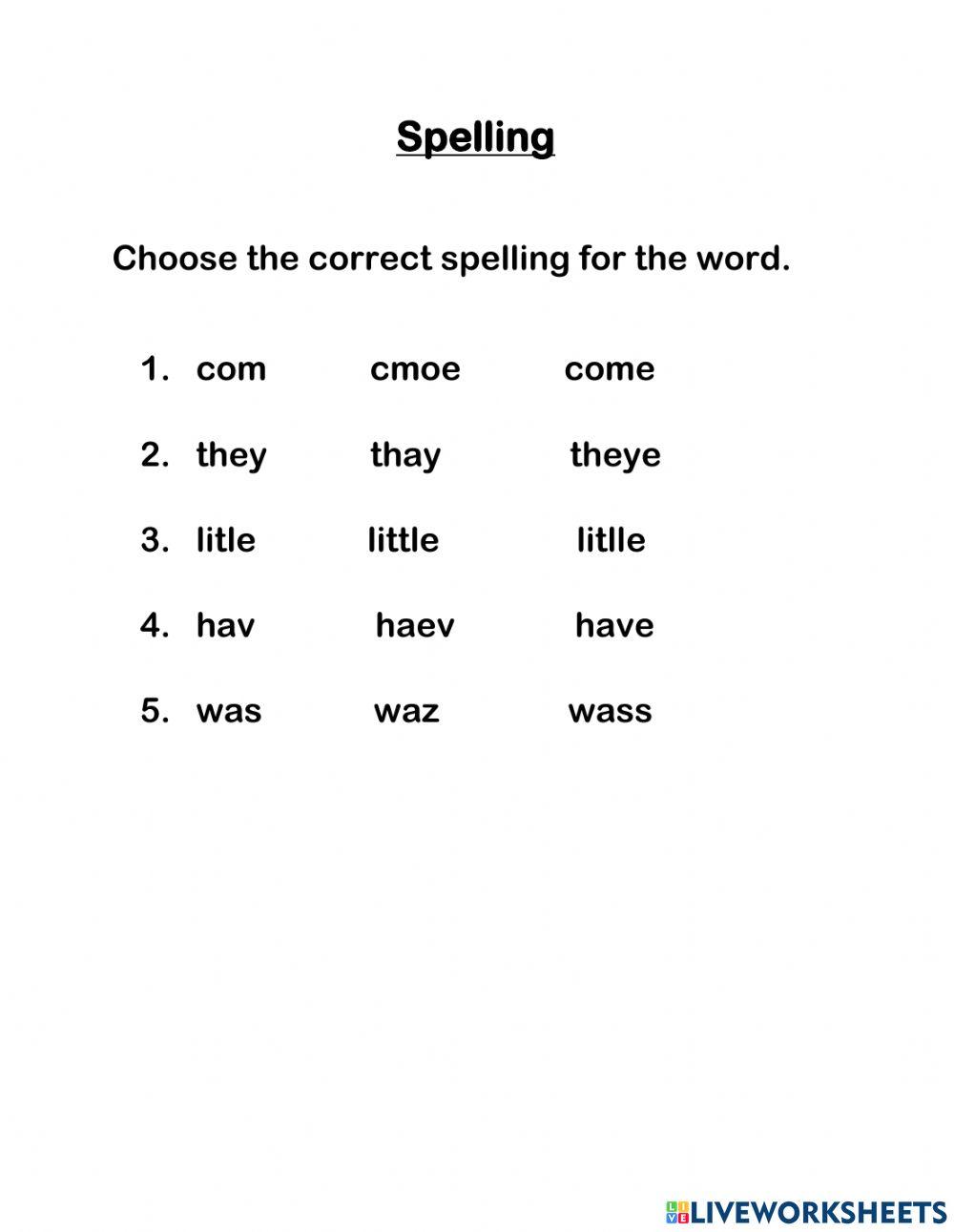 5012464 Spelling: choose the correct spelling Jesiah