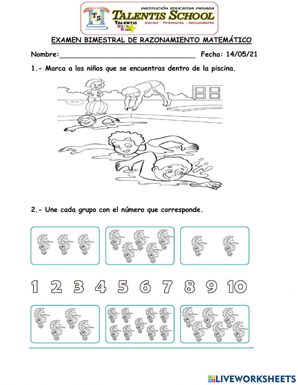 Examen de razonamiento matemático