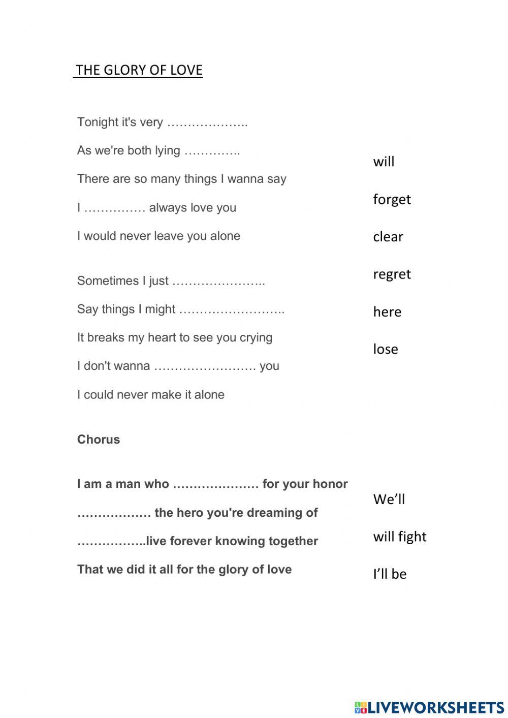 Song: the glory of love