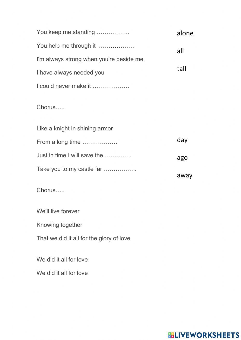 Song: the glory of love