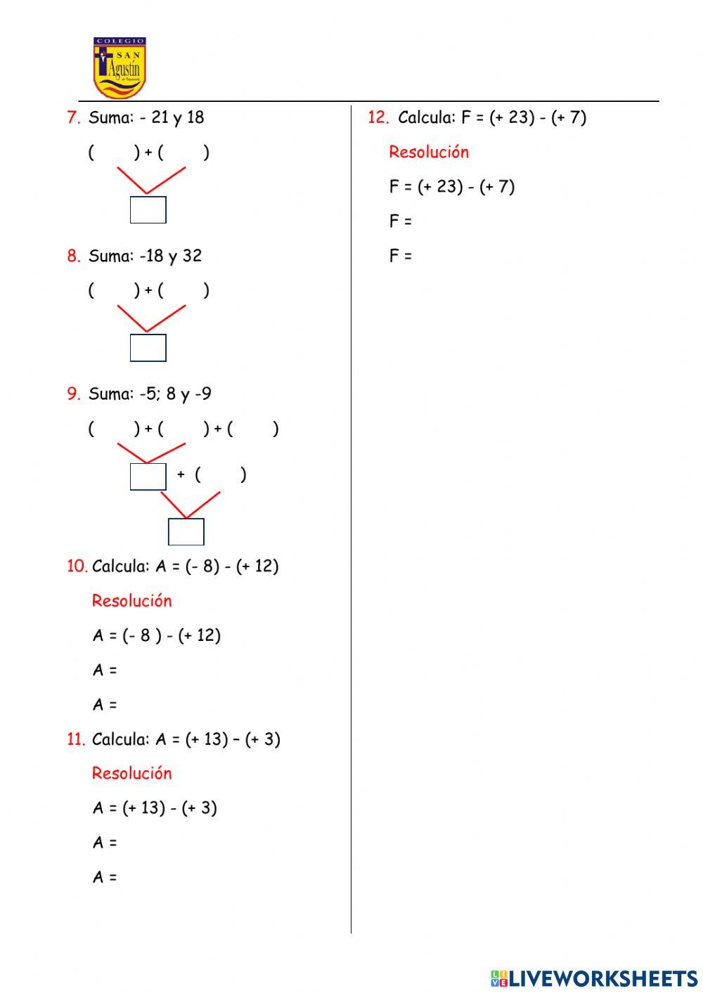 Evaluación Bimestral de Álgebra