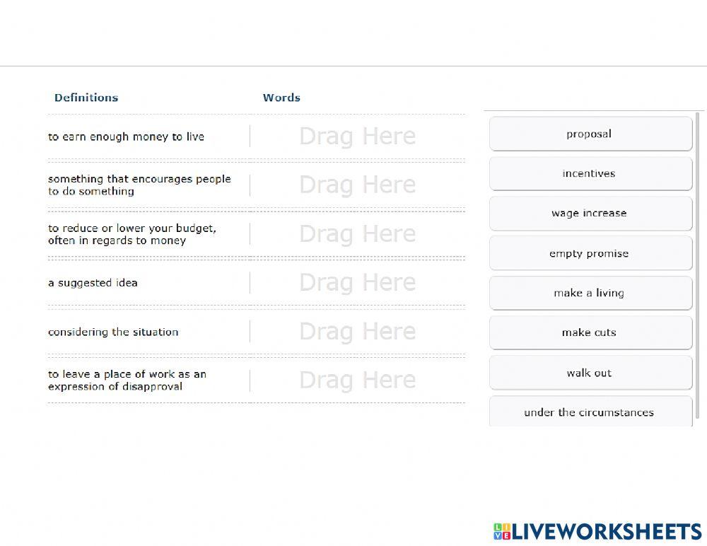 Problems at work vocab 