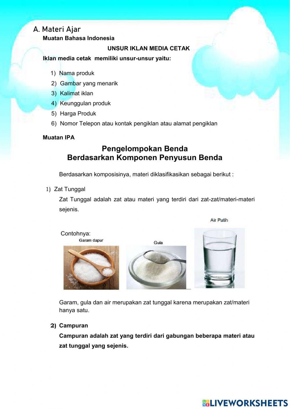 Zat tunggal dan campuran di sekitarmu