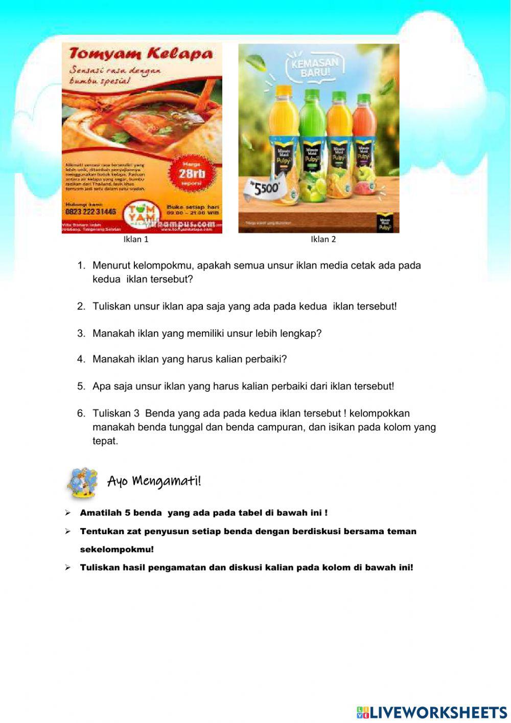 Zat tunggal dan campuran di sekitarmu