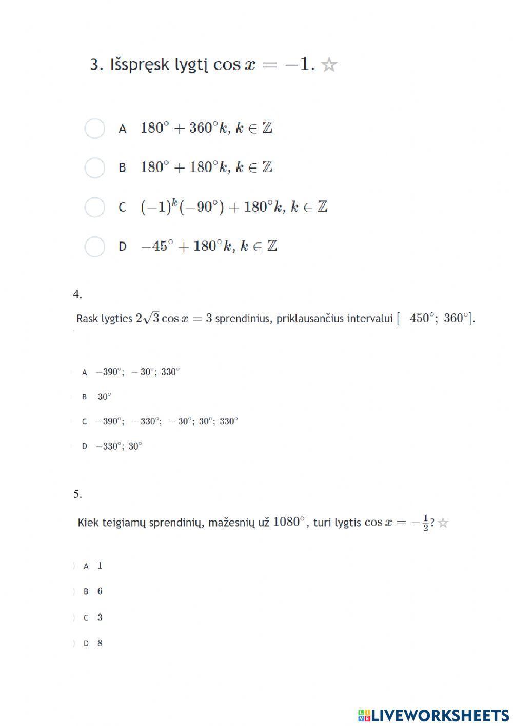 Trigonometrinės lygtys