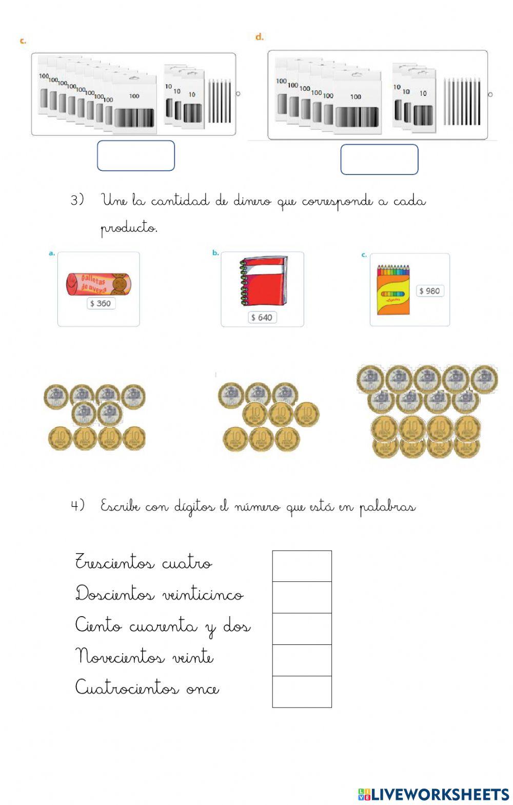 Aplicando lo trabajado de conteo y escritura de números hasta 1000 Aplicando lo trabajado de conteo y escritura de números hasta 1000
