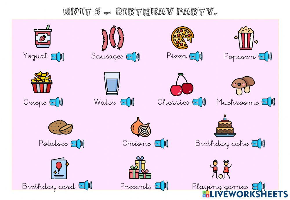 Vocabulary - Birthday Party.
