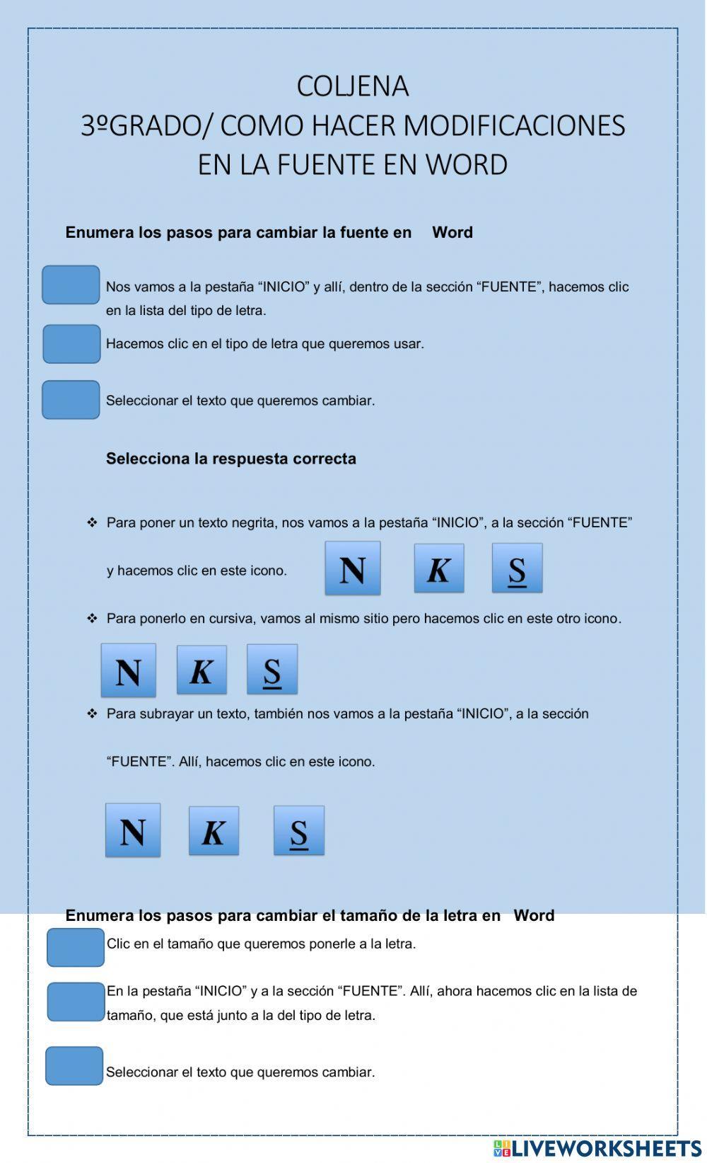 Cambiar la fuente y tamaño en word