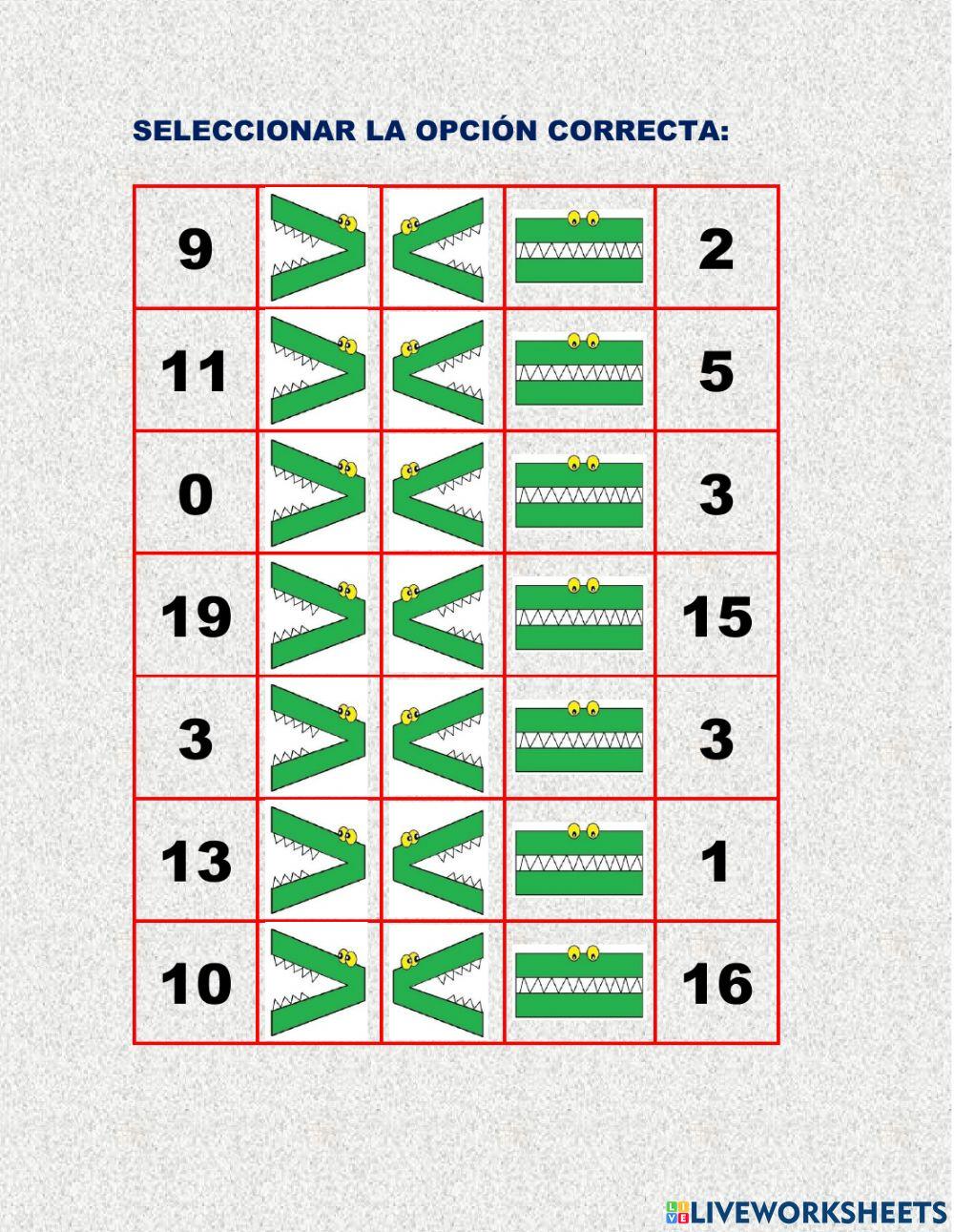 Símbolos mayor, menor o igual