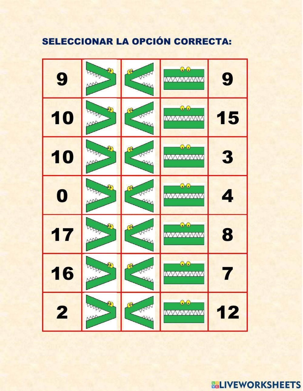 Símbolos mayor, menor o igual