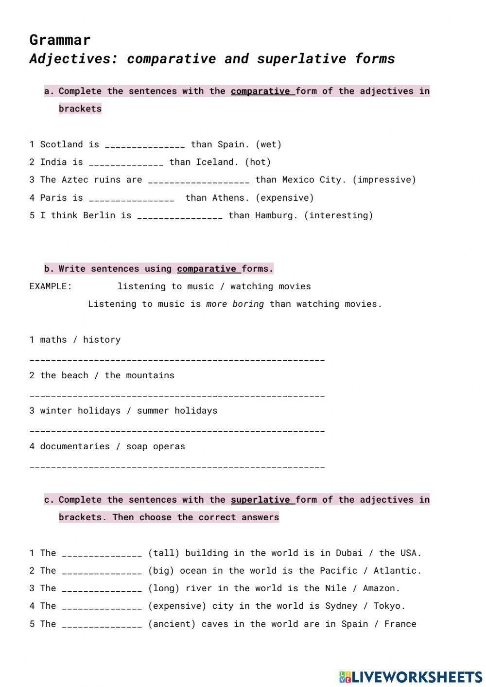 Comparatives and superlatives