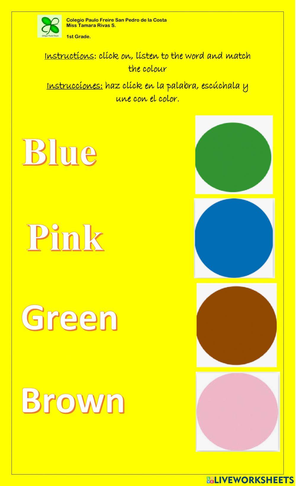 Match the colour interactive worksheet Live Worksheets