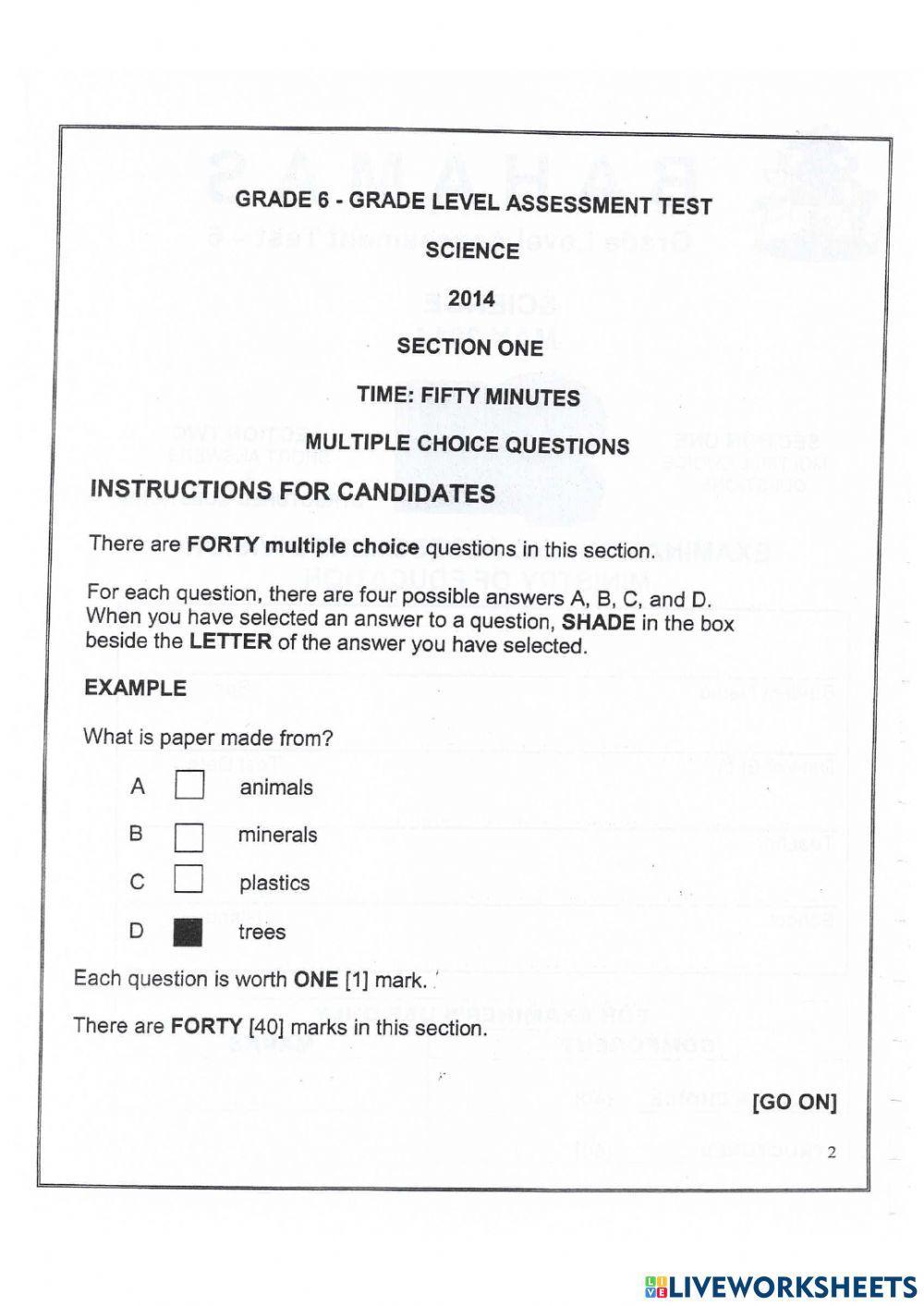 2014 GLAT Section 1 (Part A)
