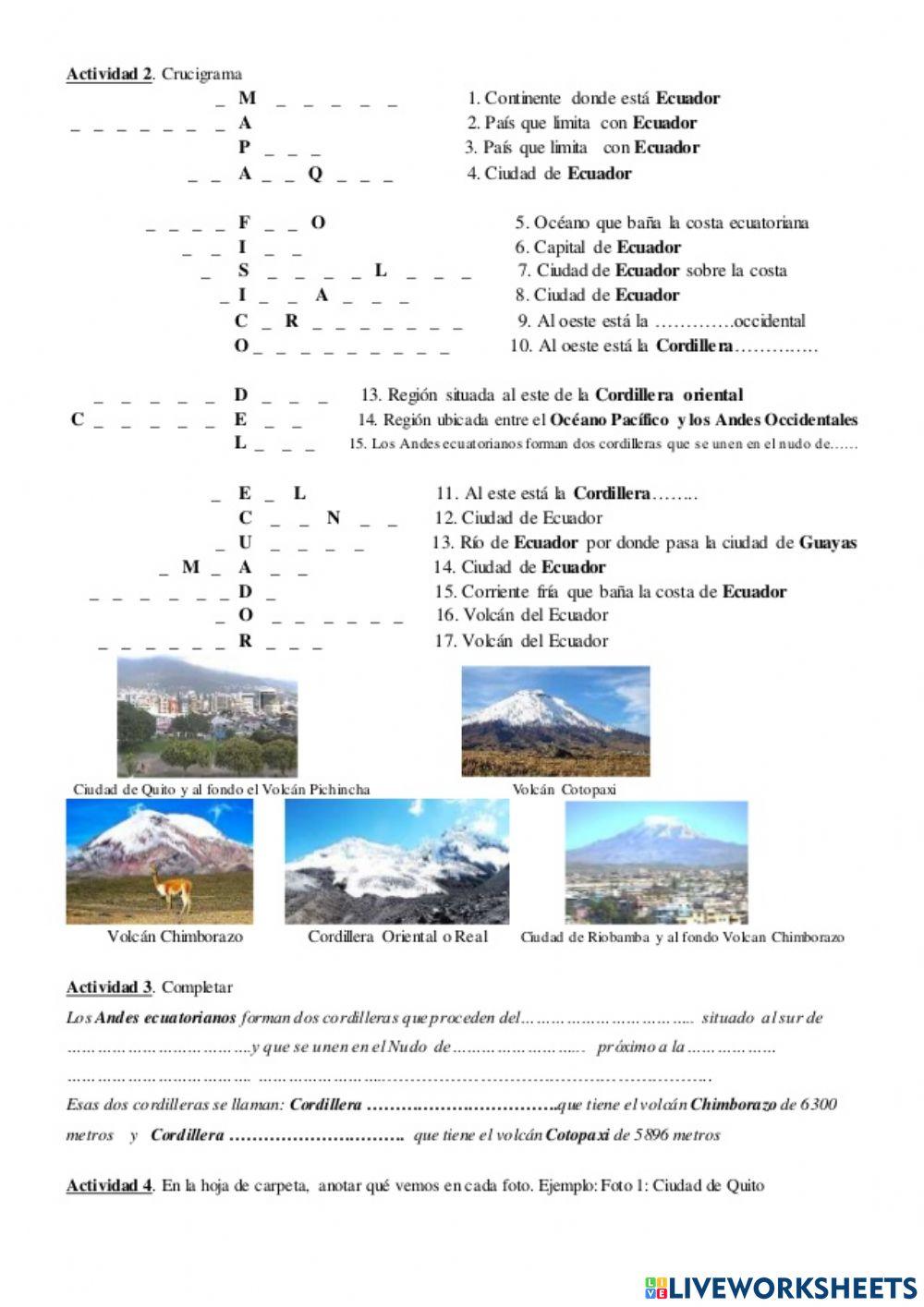 Actividades regiones naturales