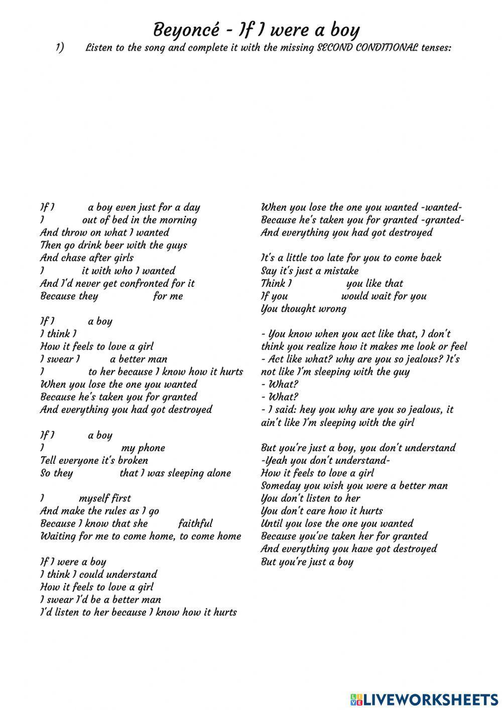 If I were a boy, by Beyoncé