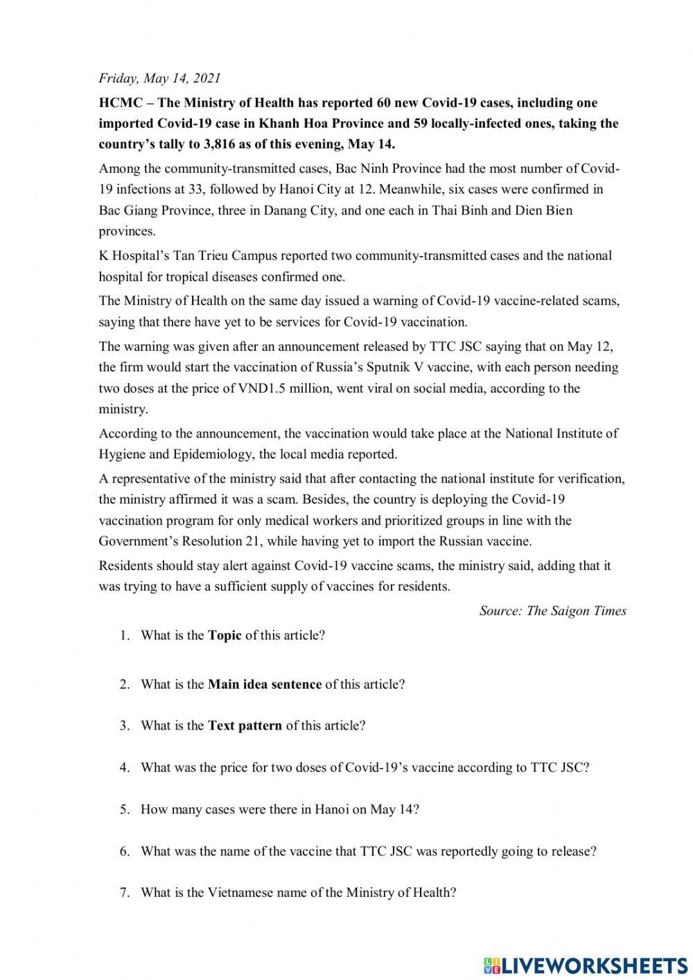 COVID Article Reading