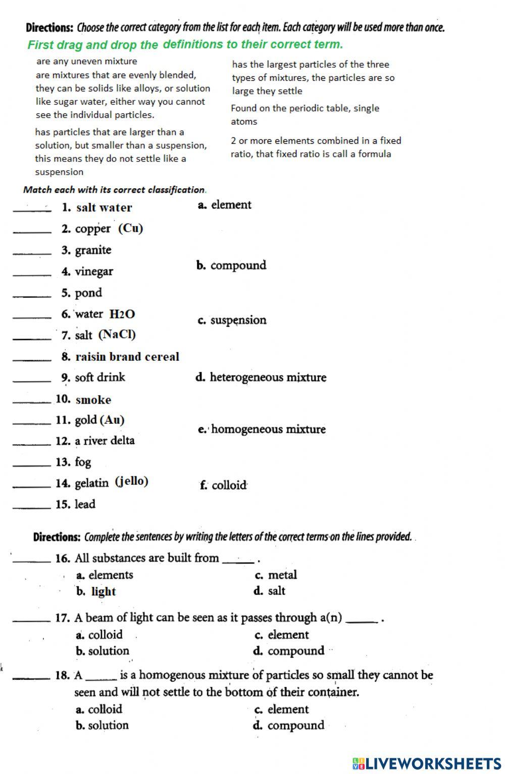 PS-01-02-Classification of Matter Definitions