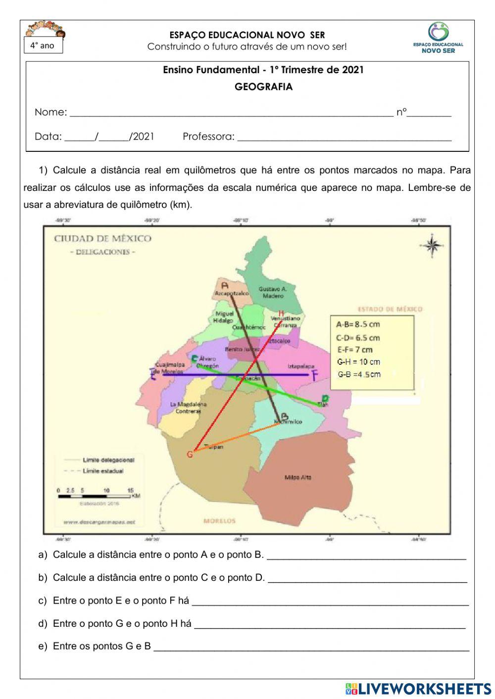 Calculando distâncias usando a escala