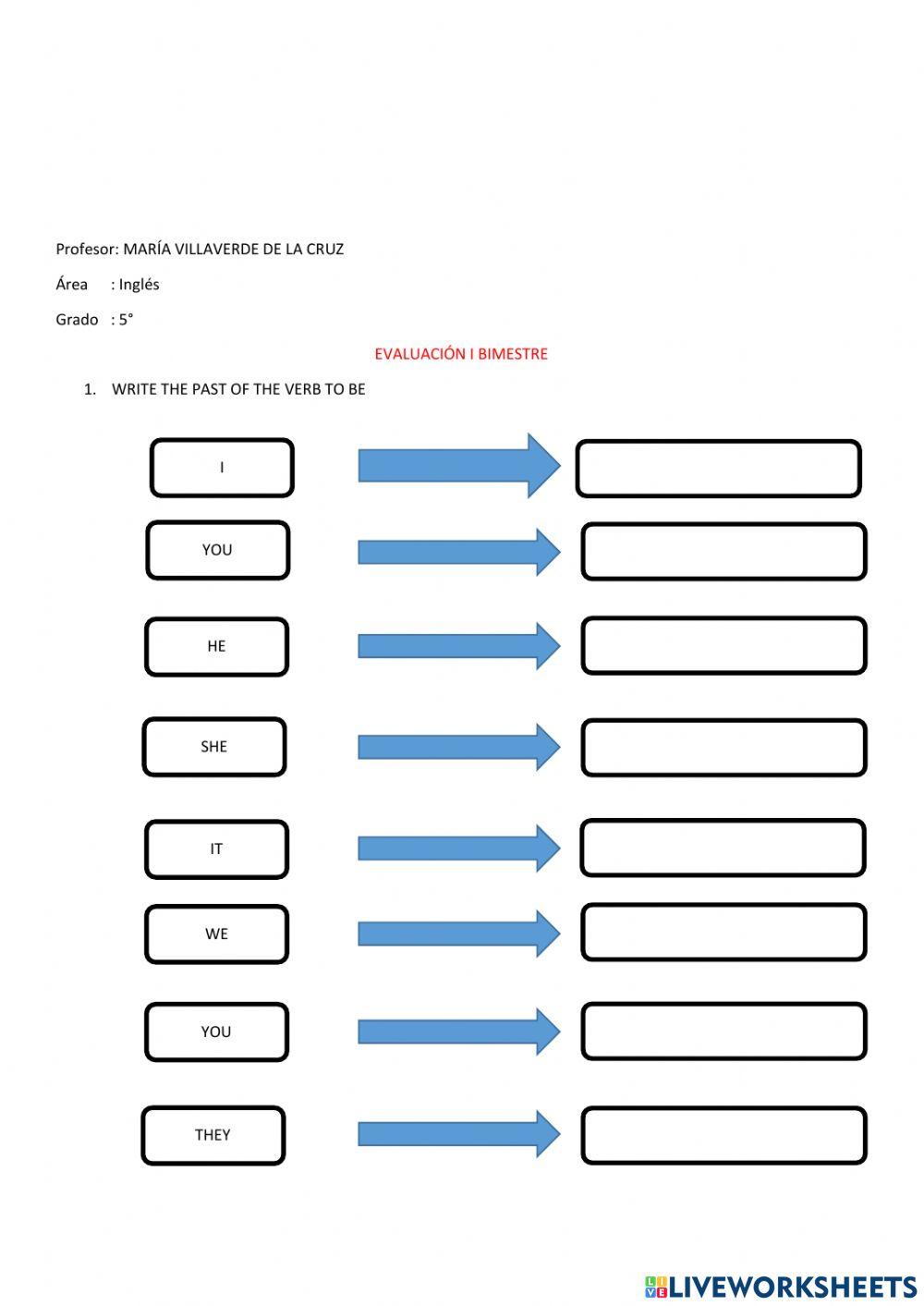 5to Evaluación I bimestre (inglés)
