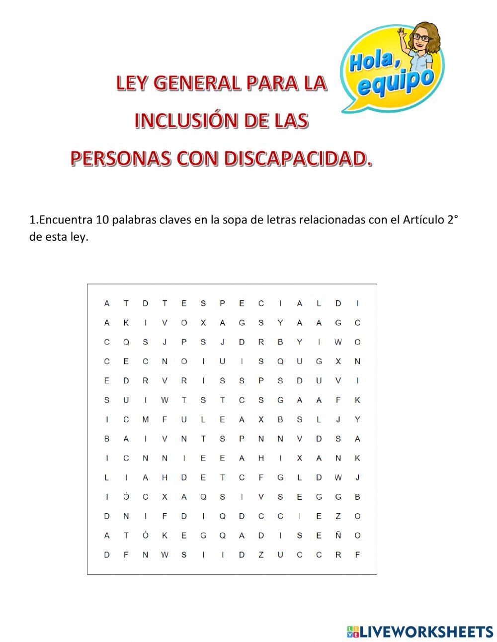 Ley General para la inclusión de las personas con discapacidad.