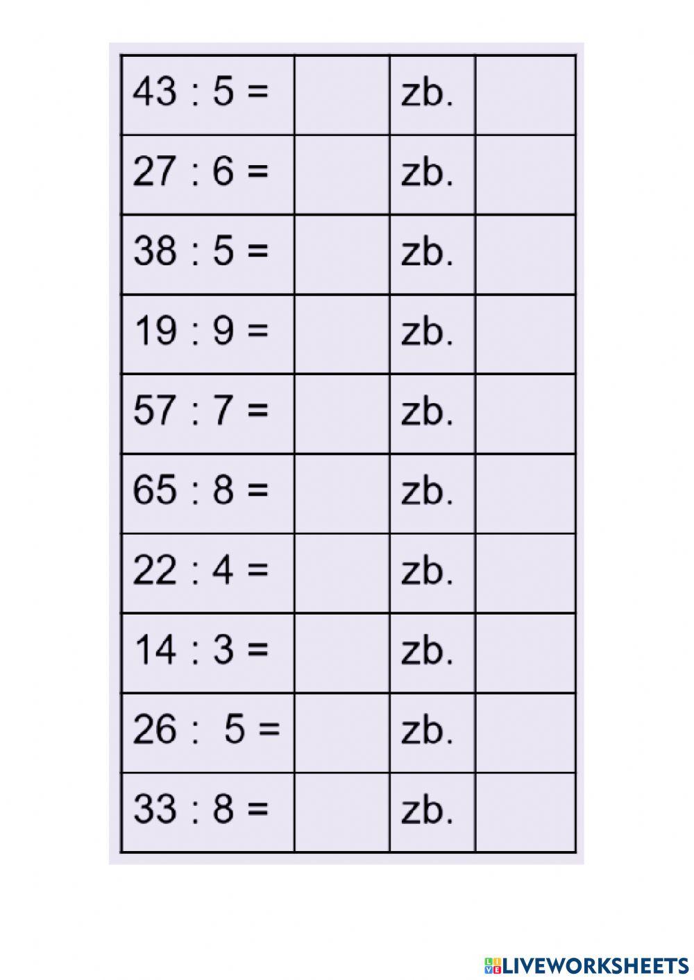 Dělení se zbytkem 1 - Division with remainder
