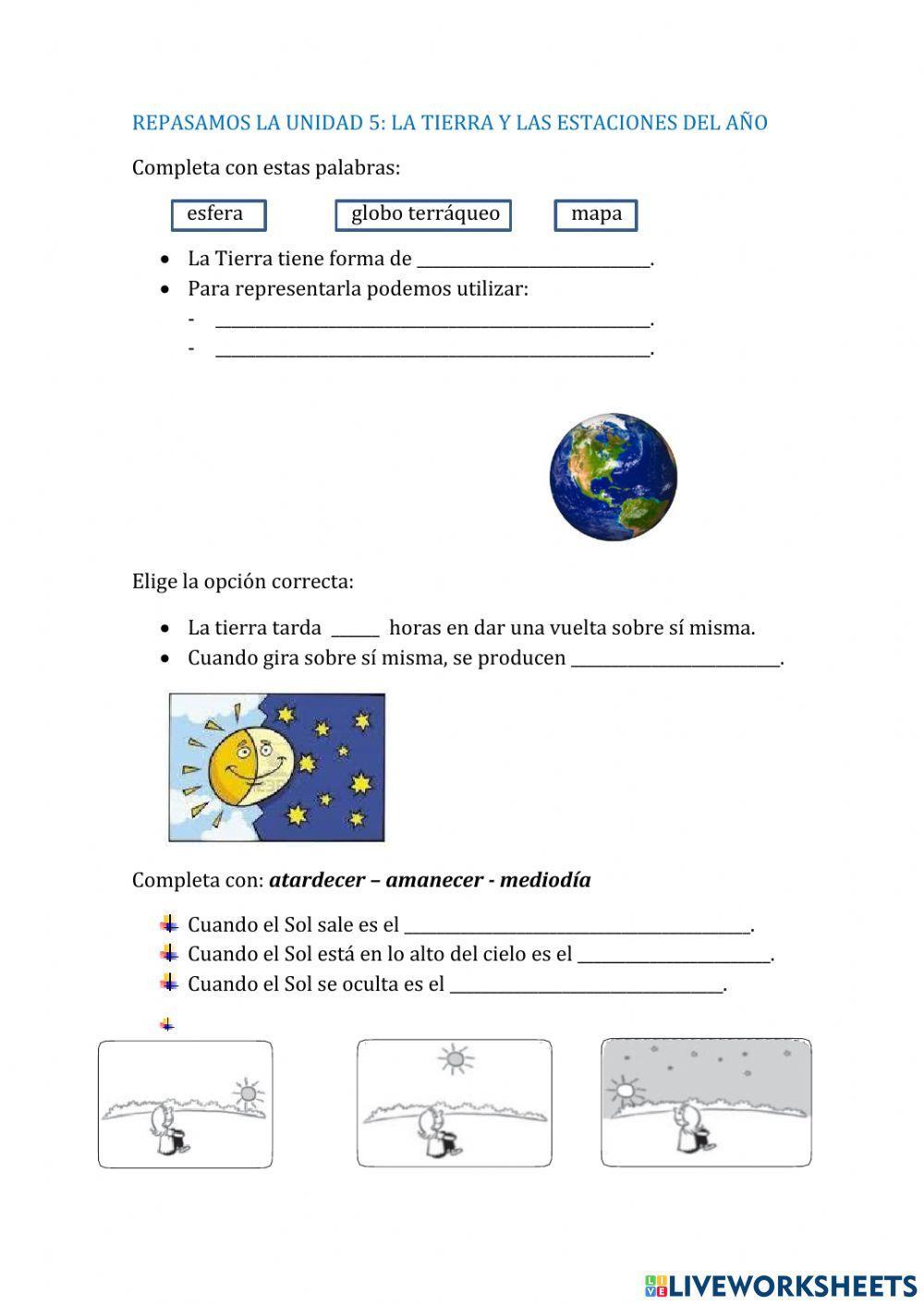 Repaso la Tierra y las estaciones del año