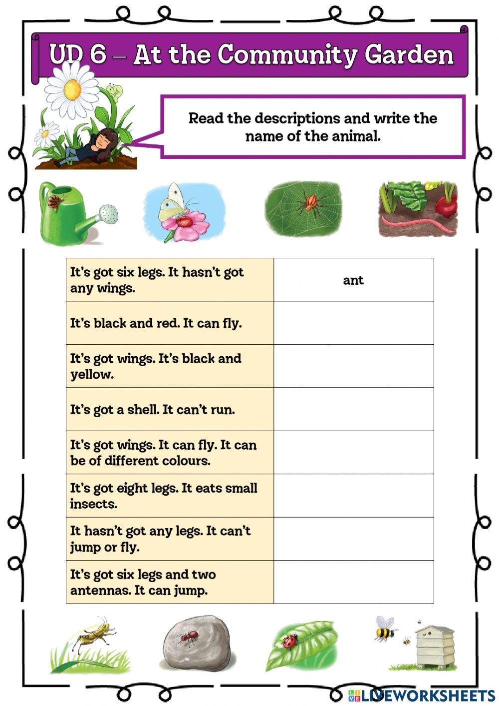 4º UD 6 At the Community Garden Ficha 2