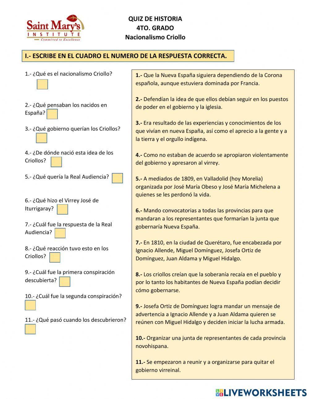 Quiz nacionalismo criollo