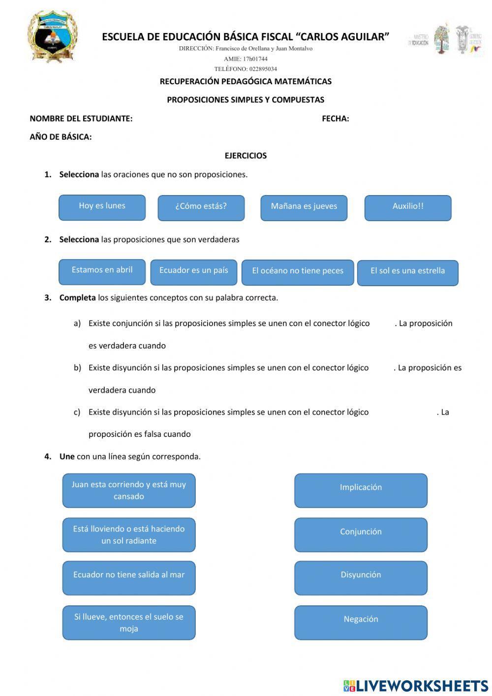 Proposiciones simples y compuestas