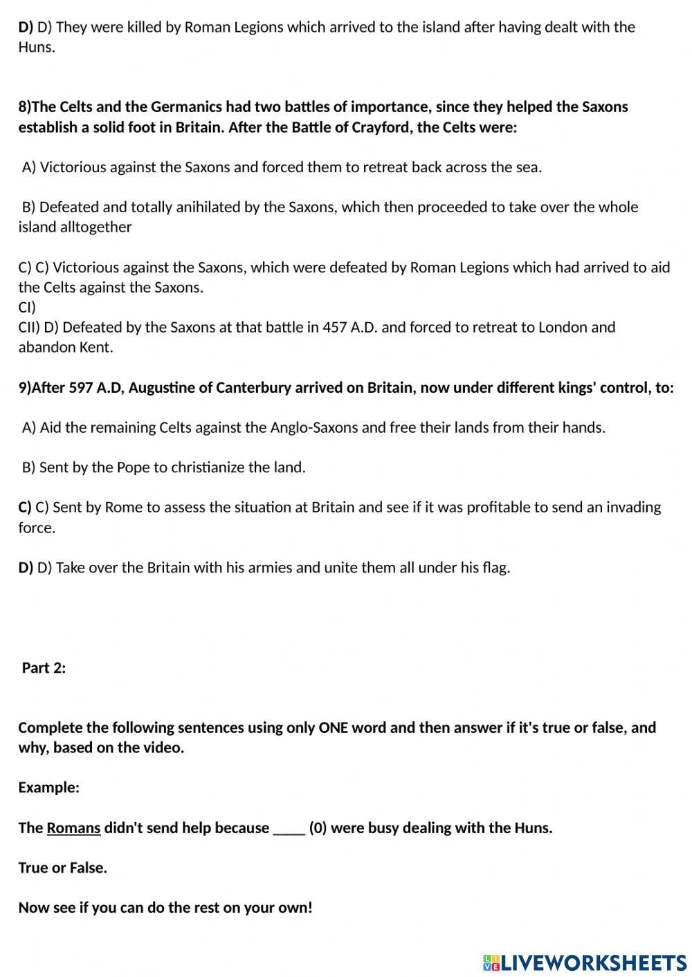 The Anglo-Saxon's early years in Britain.