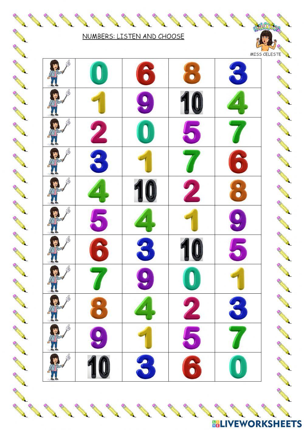 Numbers 1 to 10 Numbers 1 to 10
