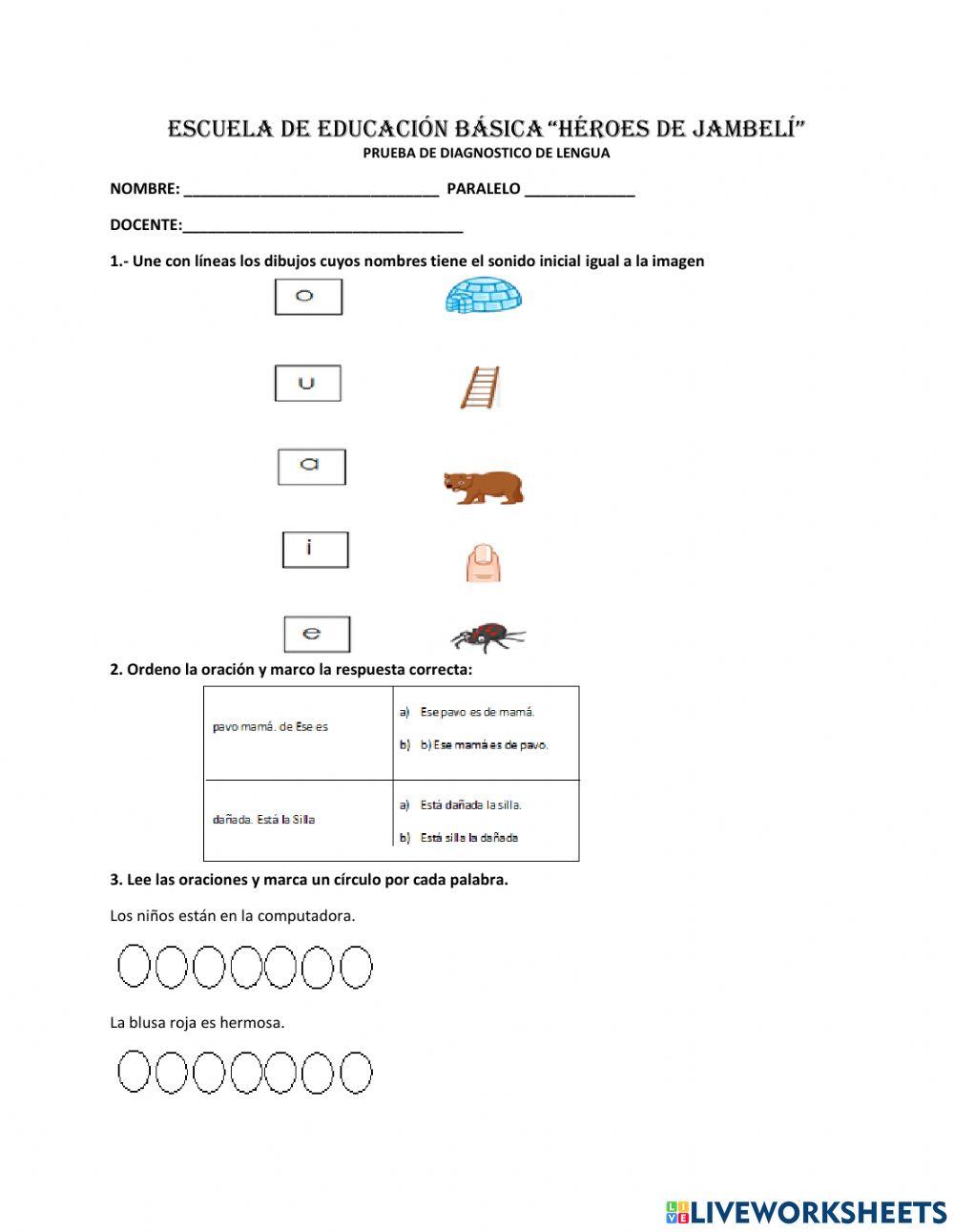 Prueba diagnostico lengua