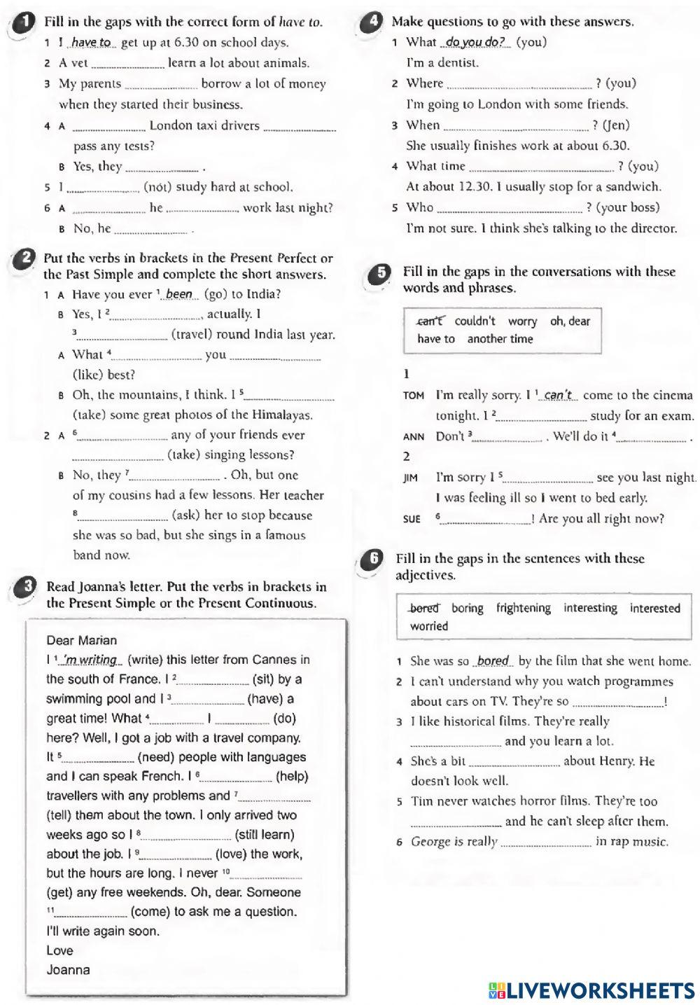 Exam preintermediate und 3-4