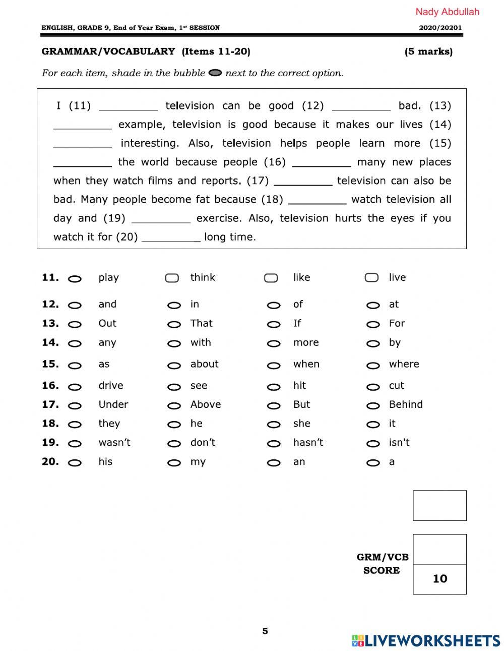 Grammar & Vocabulary