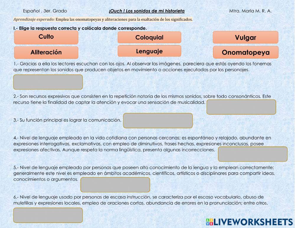 Historietas. Onomatopeya y aliteración