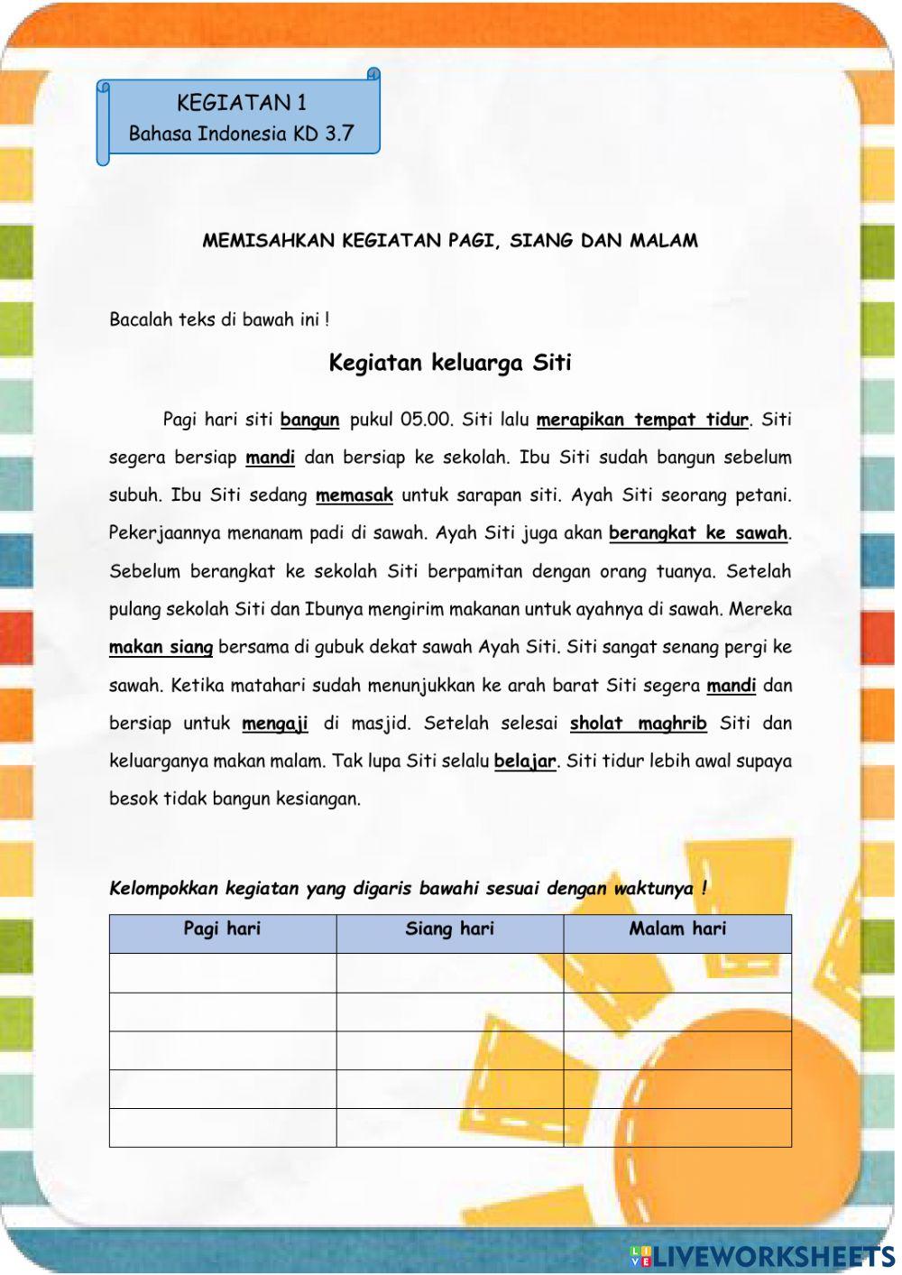 LKPD Bahasa Indonesia Tema 8 Subtema 1 PB 1 RPP 3