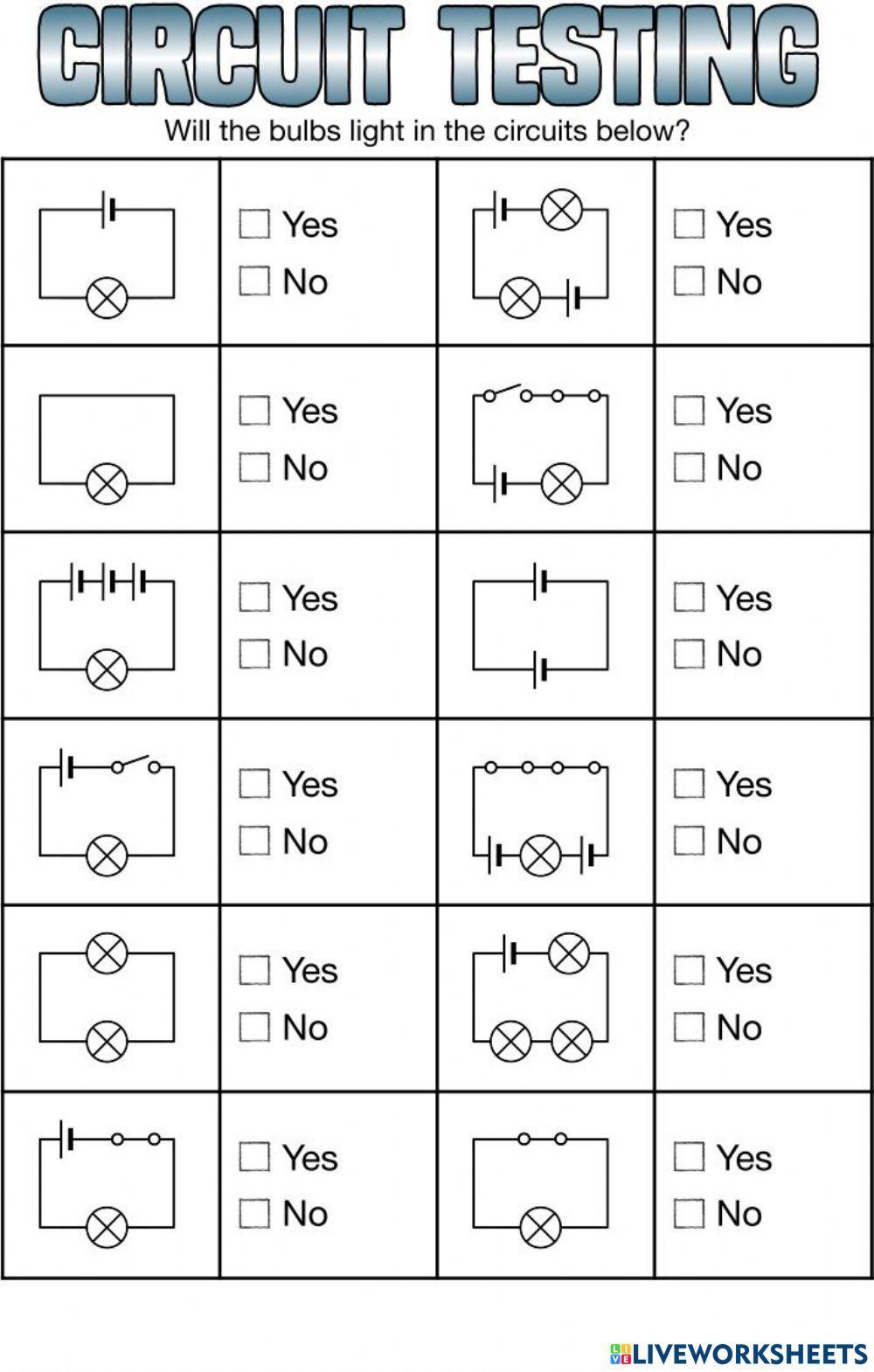 Testing electric circuits Testing electric circuits