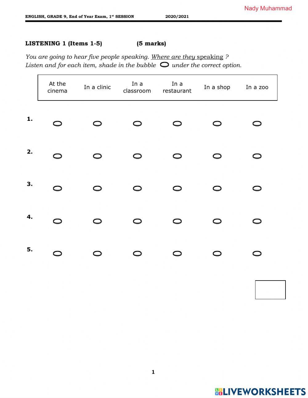 Listening 1 & 2    Nady Muhammad
