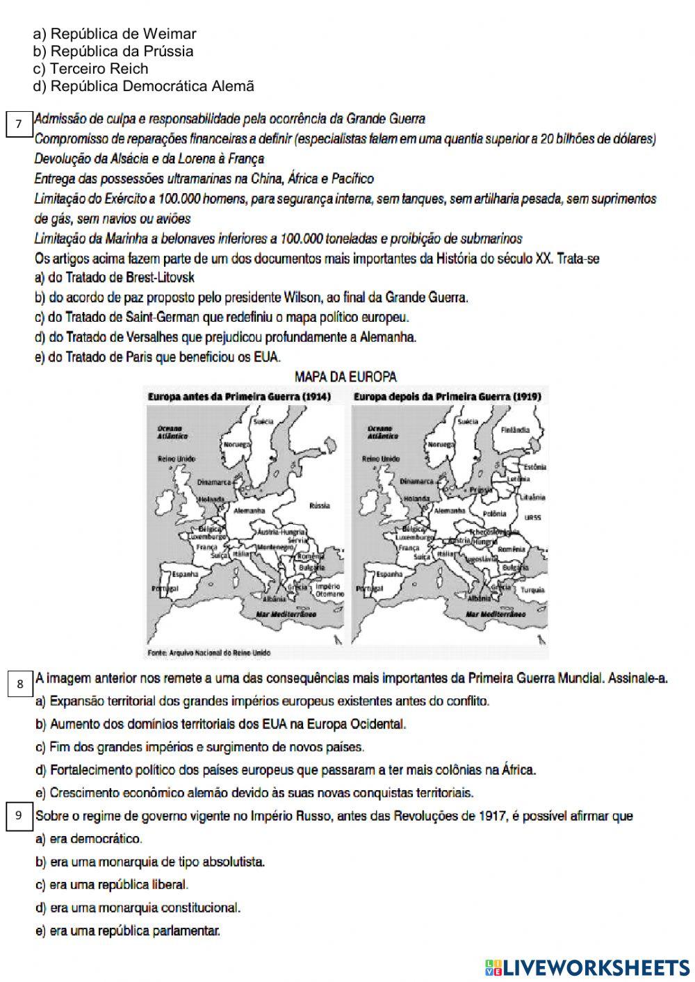 Consequências da primeira guerra
