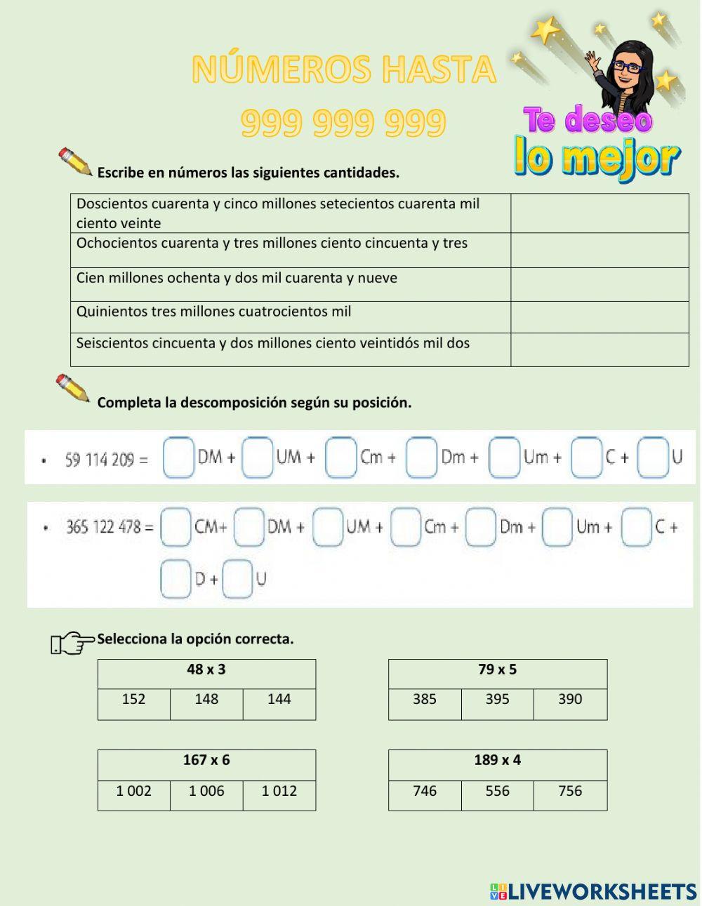 Cantidades de nueve cifras
